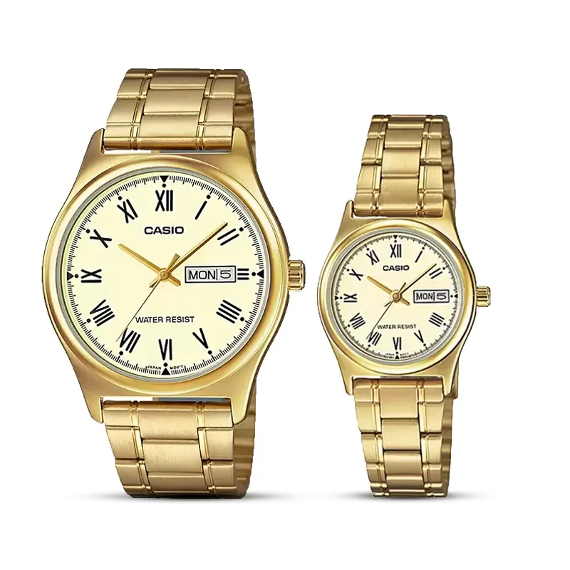 Casio Gold Dial Gold-tone Couple Watch | MTP/LTP-V006G-9B